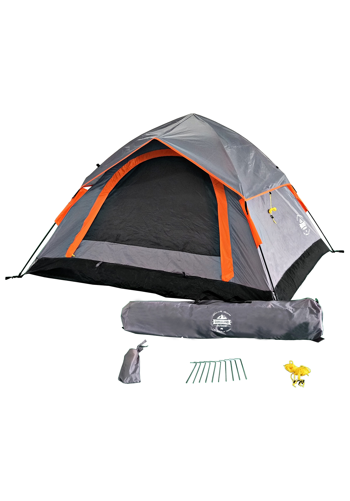 Lumaland Outdoor Pop Up Wurfzelt 3 Personen 210 x 190 x 110 cm Camping Zubehör grau One Size