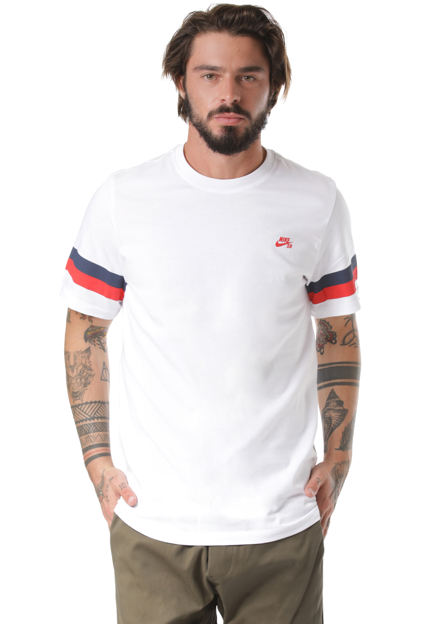 Nike Snowboarding Sleeve Stripe T-Shirt weiß/universitätsrot L