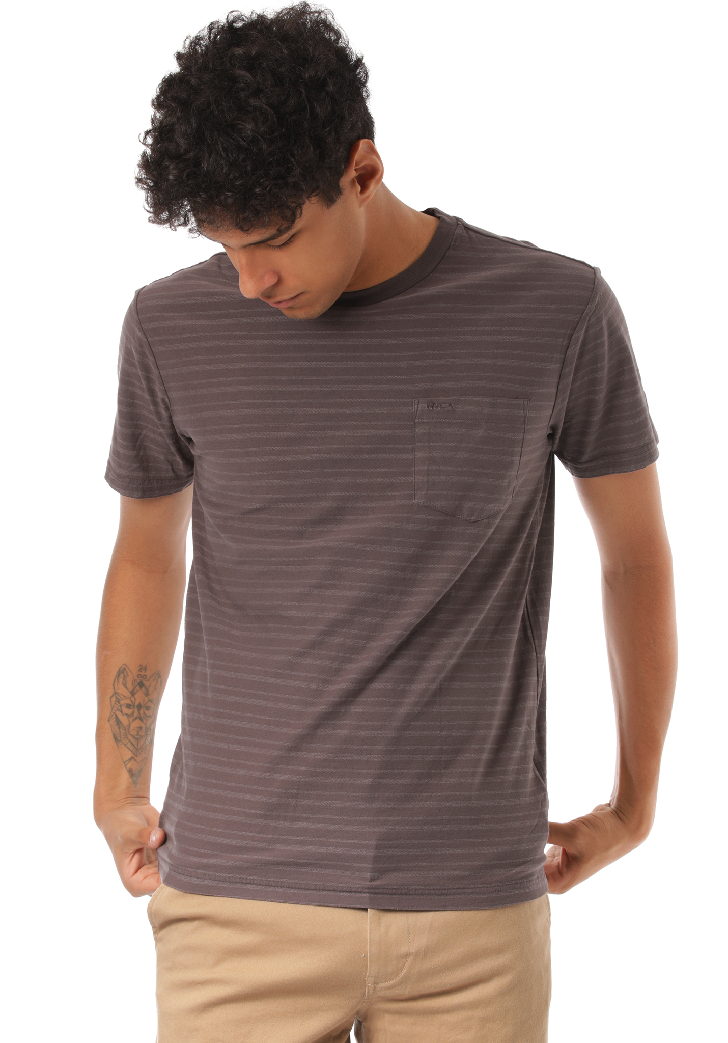 Rvca Ptc Texture Stripe T-Shirt black S