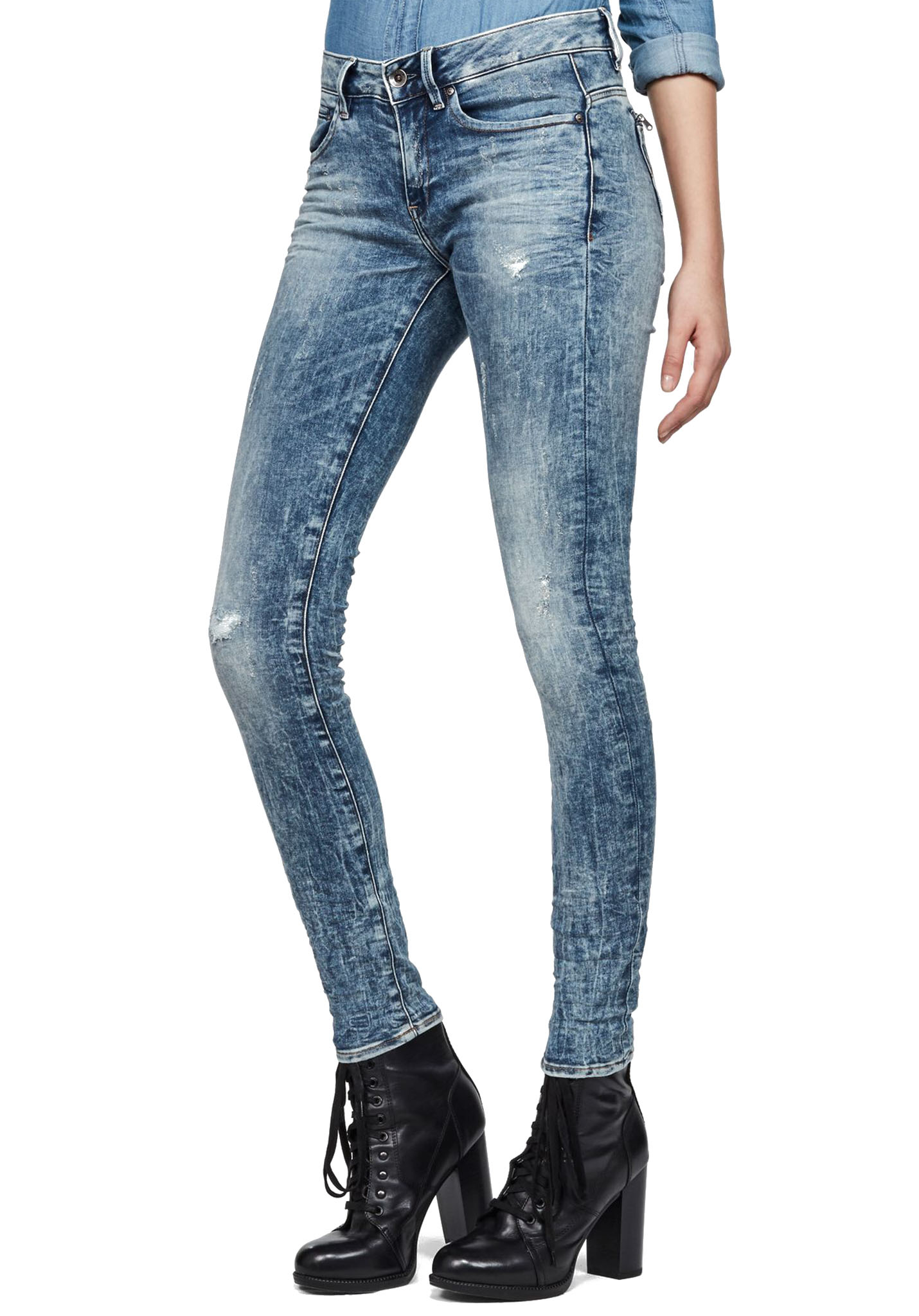G-Star Midge Zip Mid Skinny Lor Superstretch Skinny Jeans gealtert 24/30