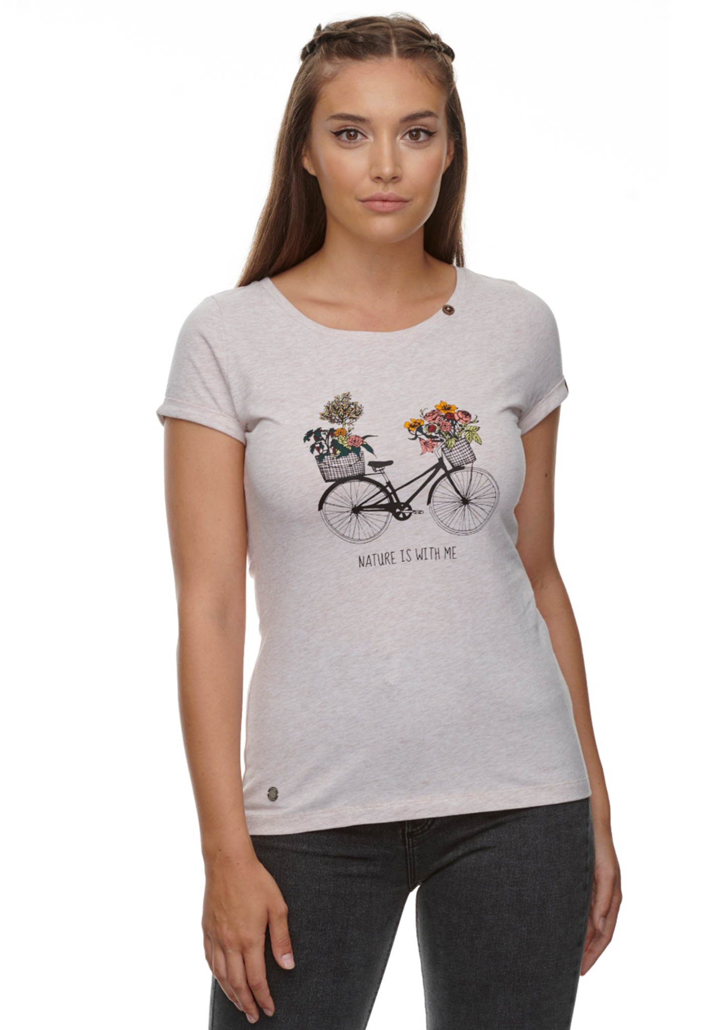 Ragwear Florah Print Organic T-Shirt beige XL
