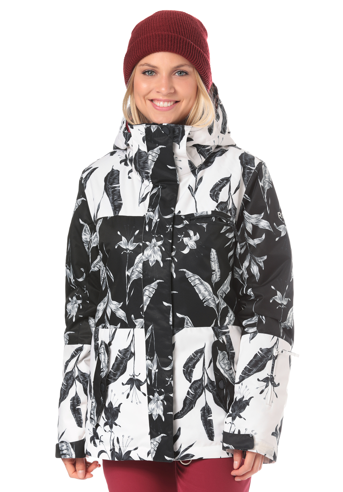 Roxy Jetty Block Snowboardjacken black + white XL