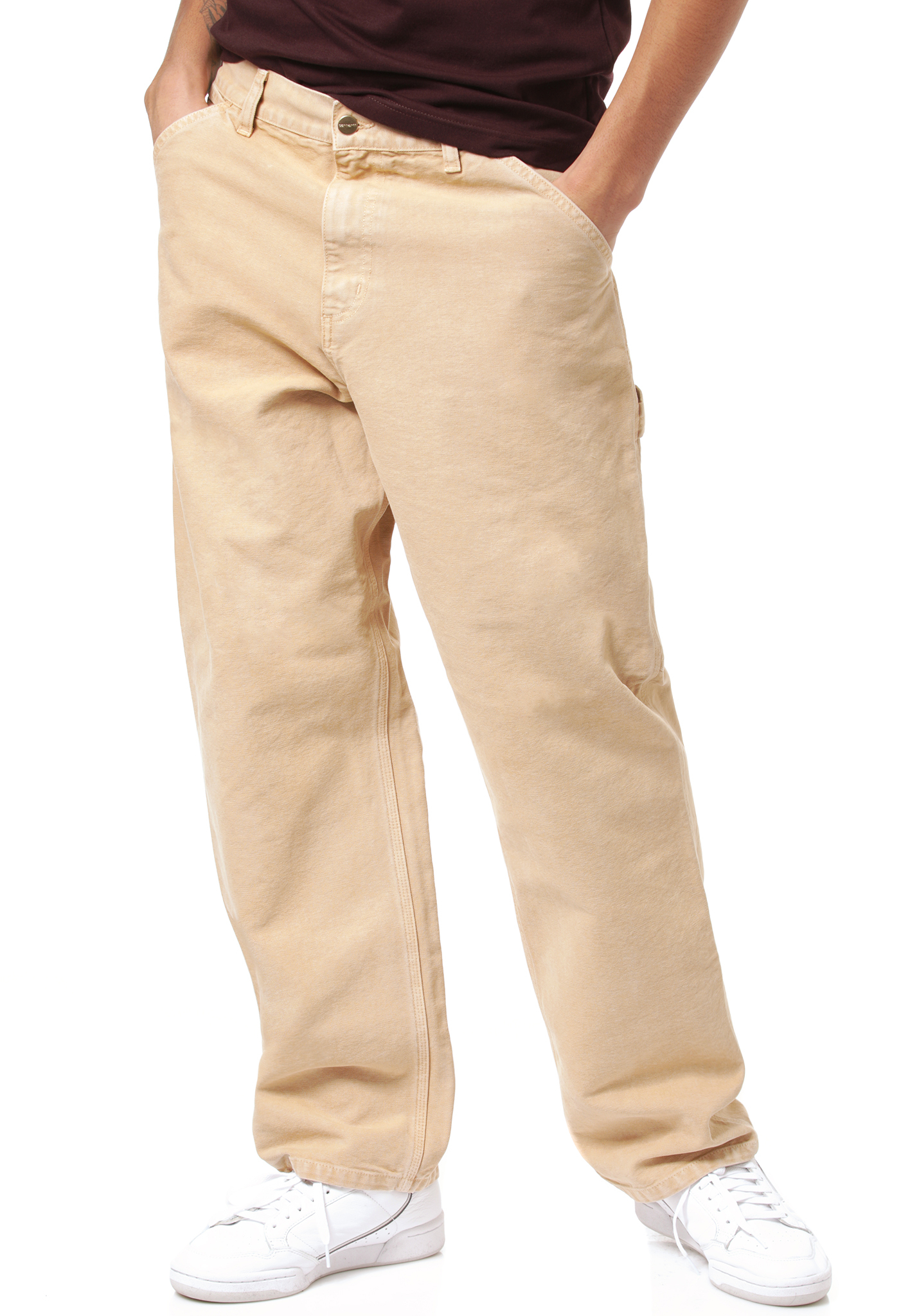 Carhartt WIP Single Knee Jeans abgenutzte leinwand staubig h braun 33/32