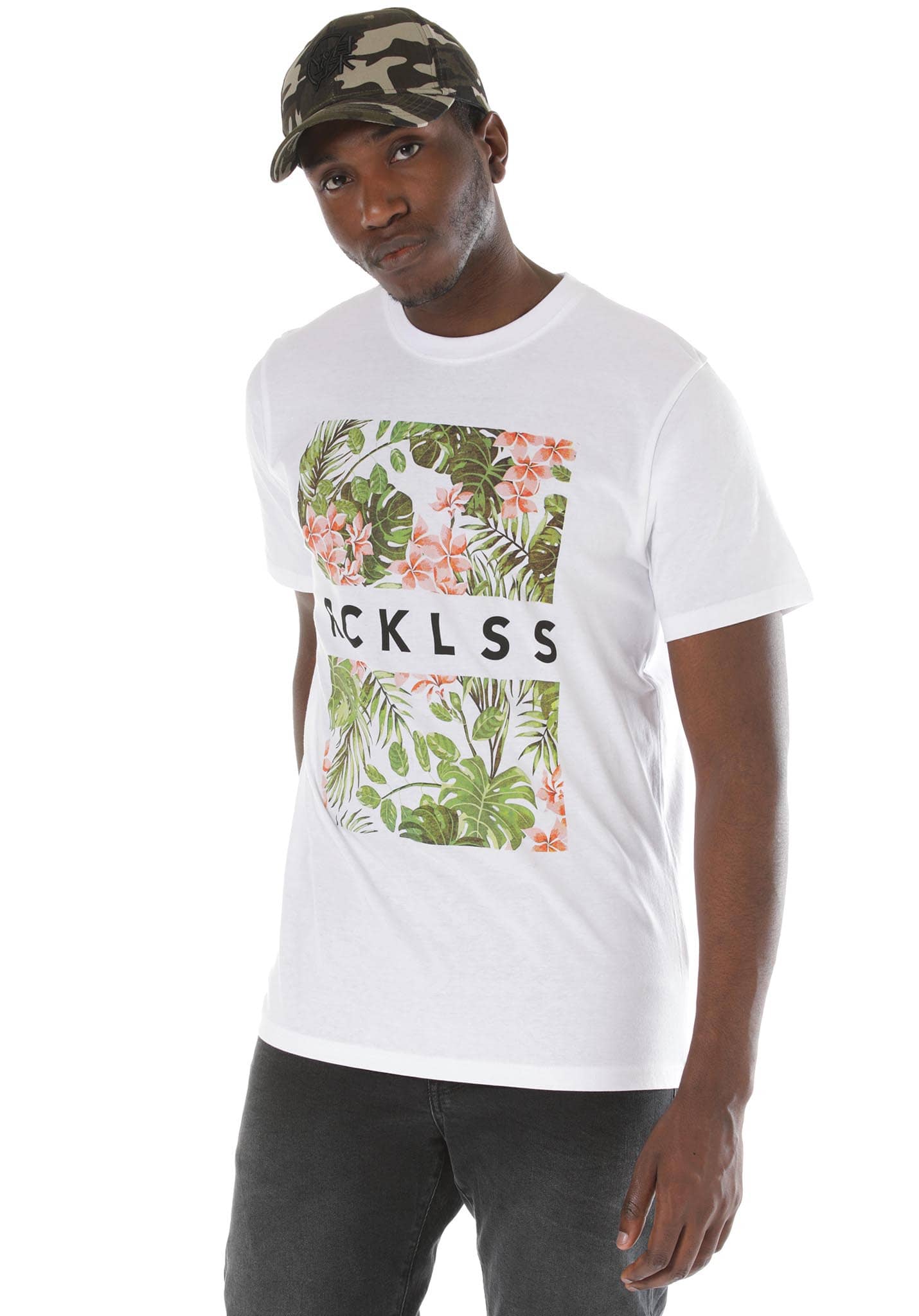 Young and Reckless Tropical Split T-Shirt weiß XXL