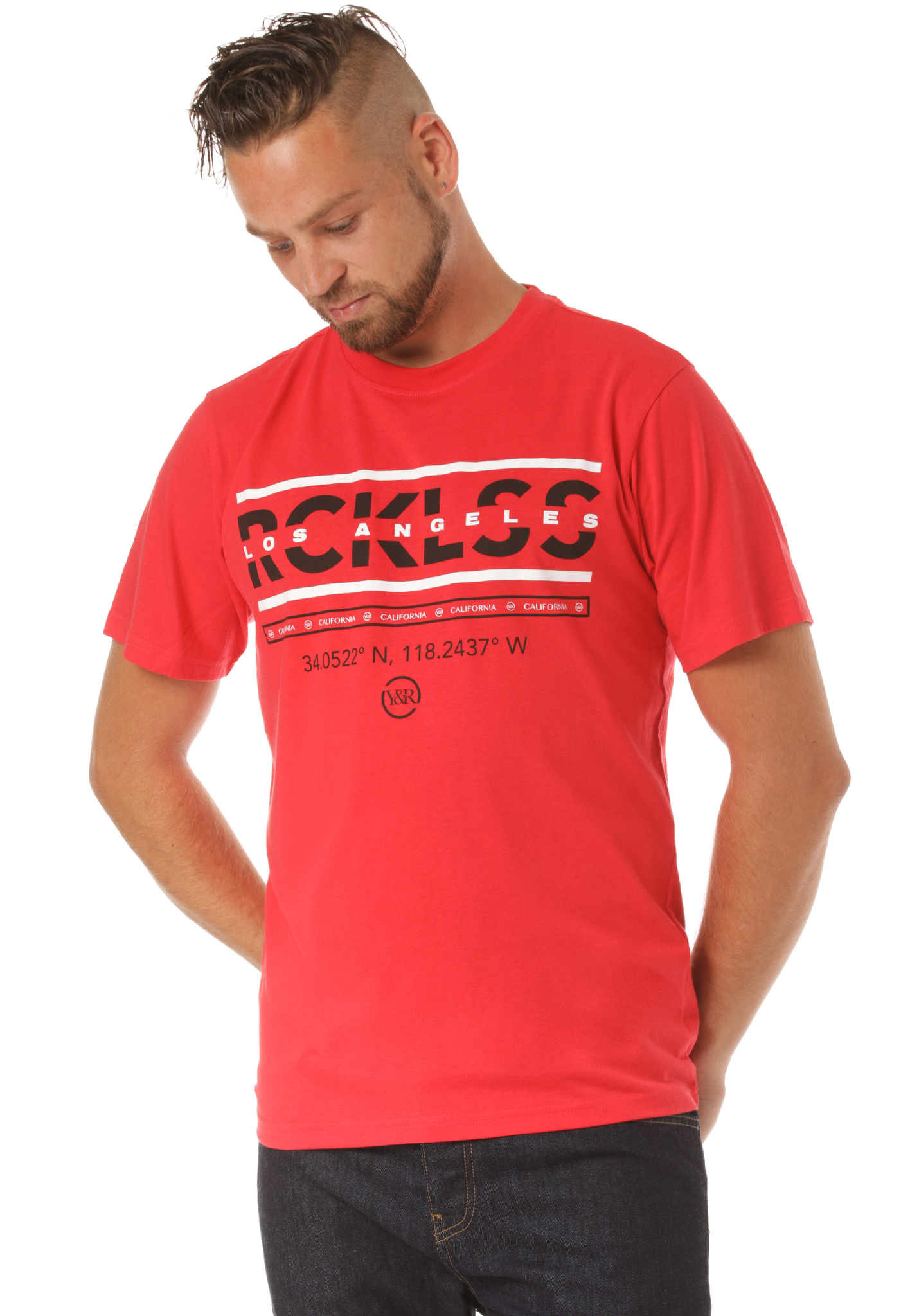 Young and Reckless Strike Thru T-Shirt poppy red  XXL