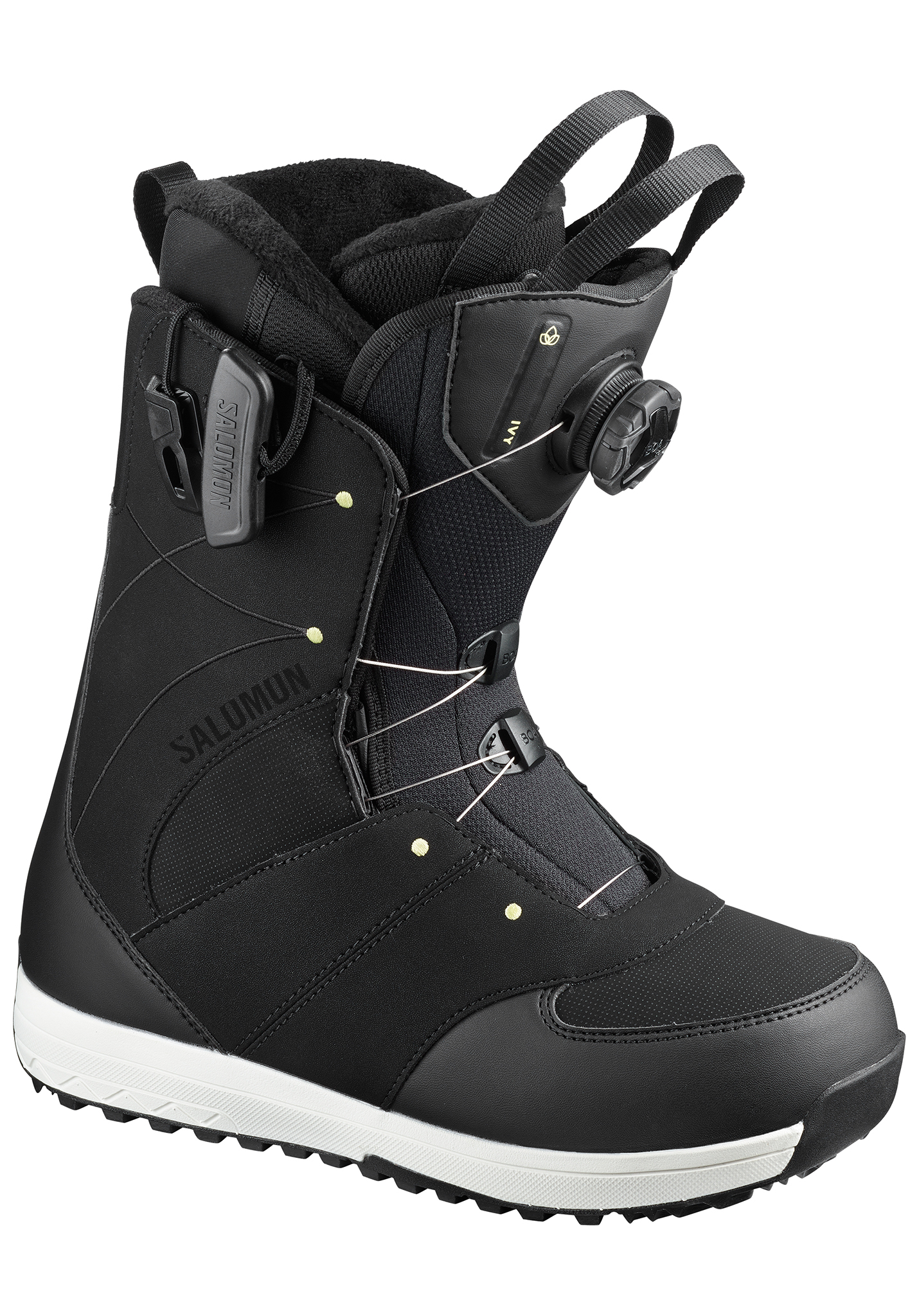 Salomon Ivy Boa All Mountain Snowboard Boots schwarz/schwarz/helles kalkgelb 42