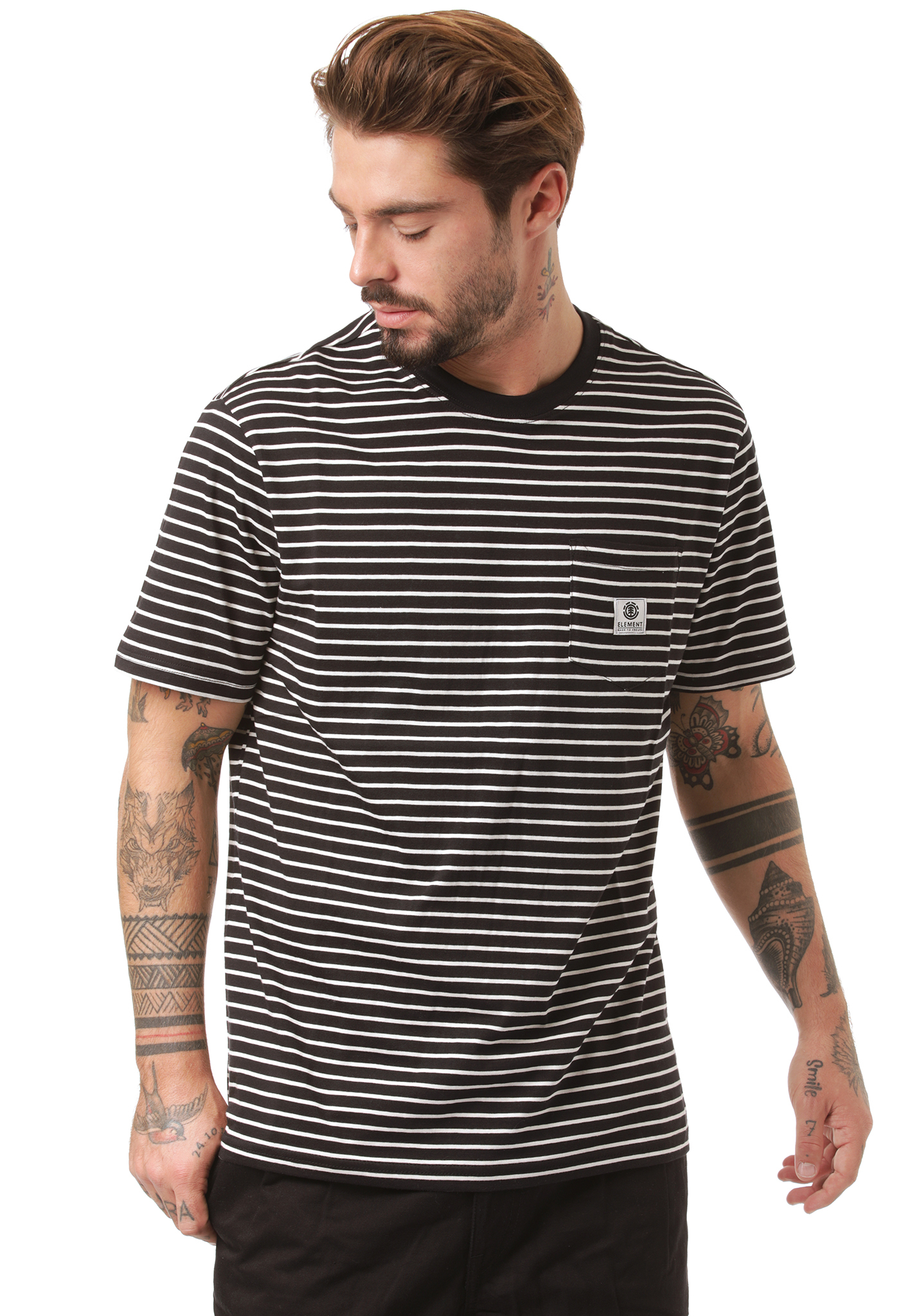 Element Basic Stripes T-Shirt black + white XL