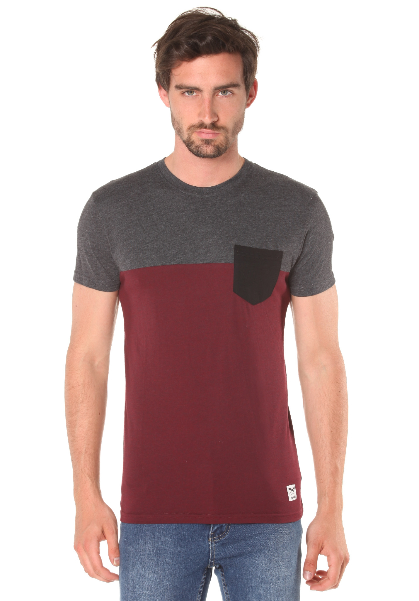 Iriedaily Block Pocket T-Shirt anthra red XL