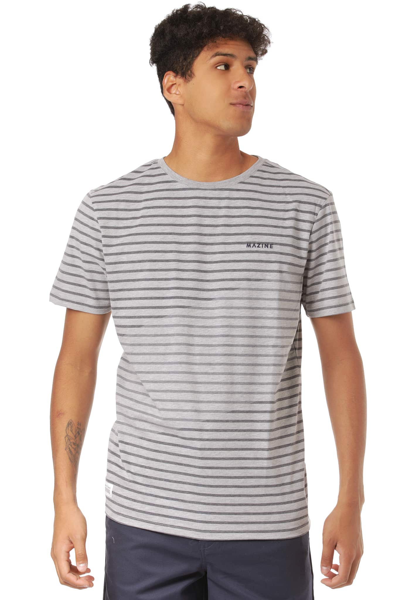 Mazine Corris Striped T-Shirt grey mel. XL