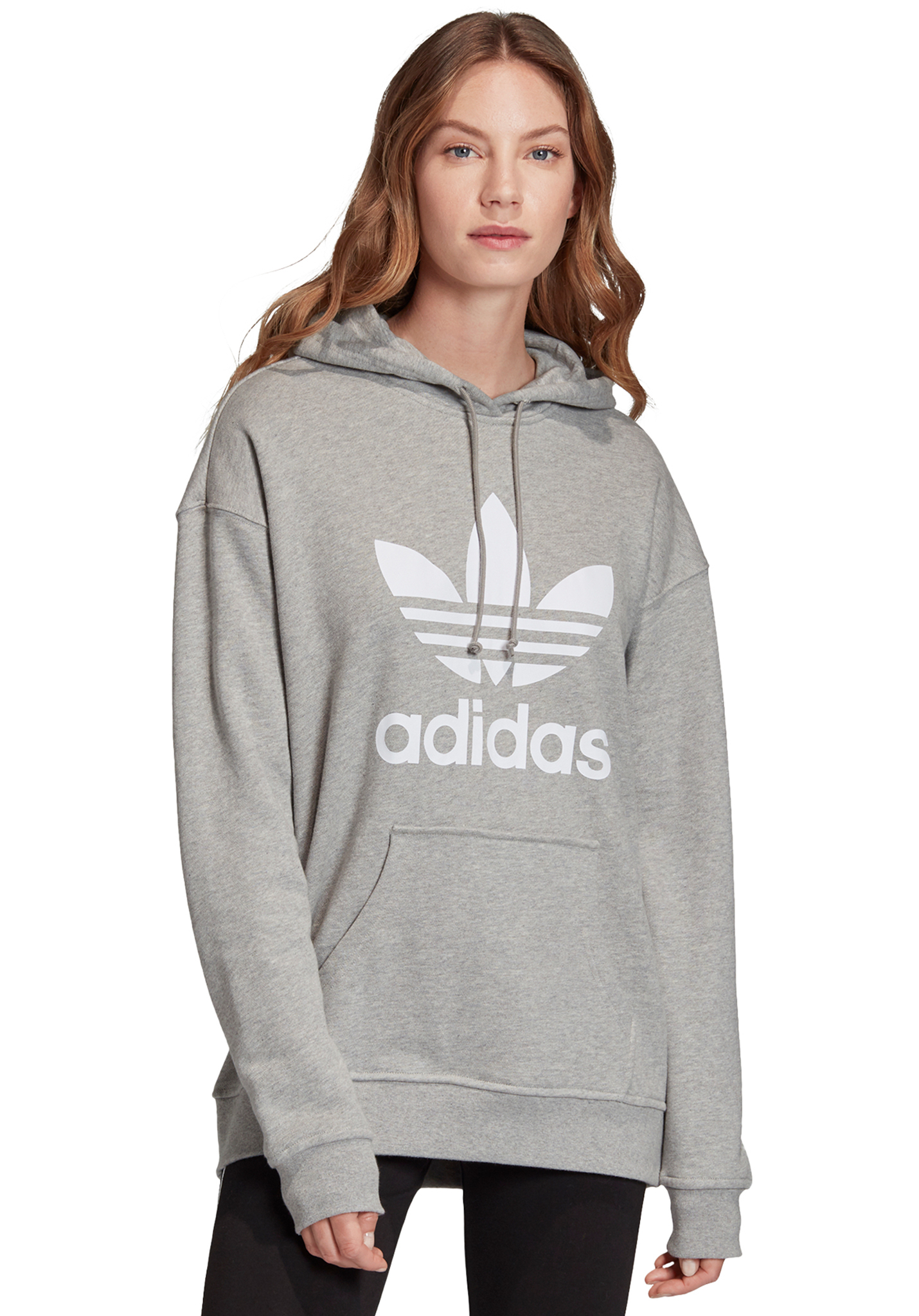 Adidas Originals Trefoil Hoodies mittelgrau heather/weiß 34