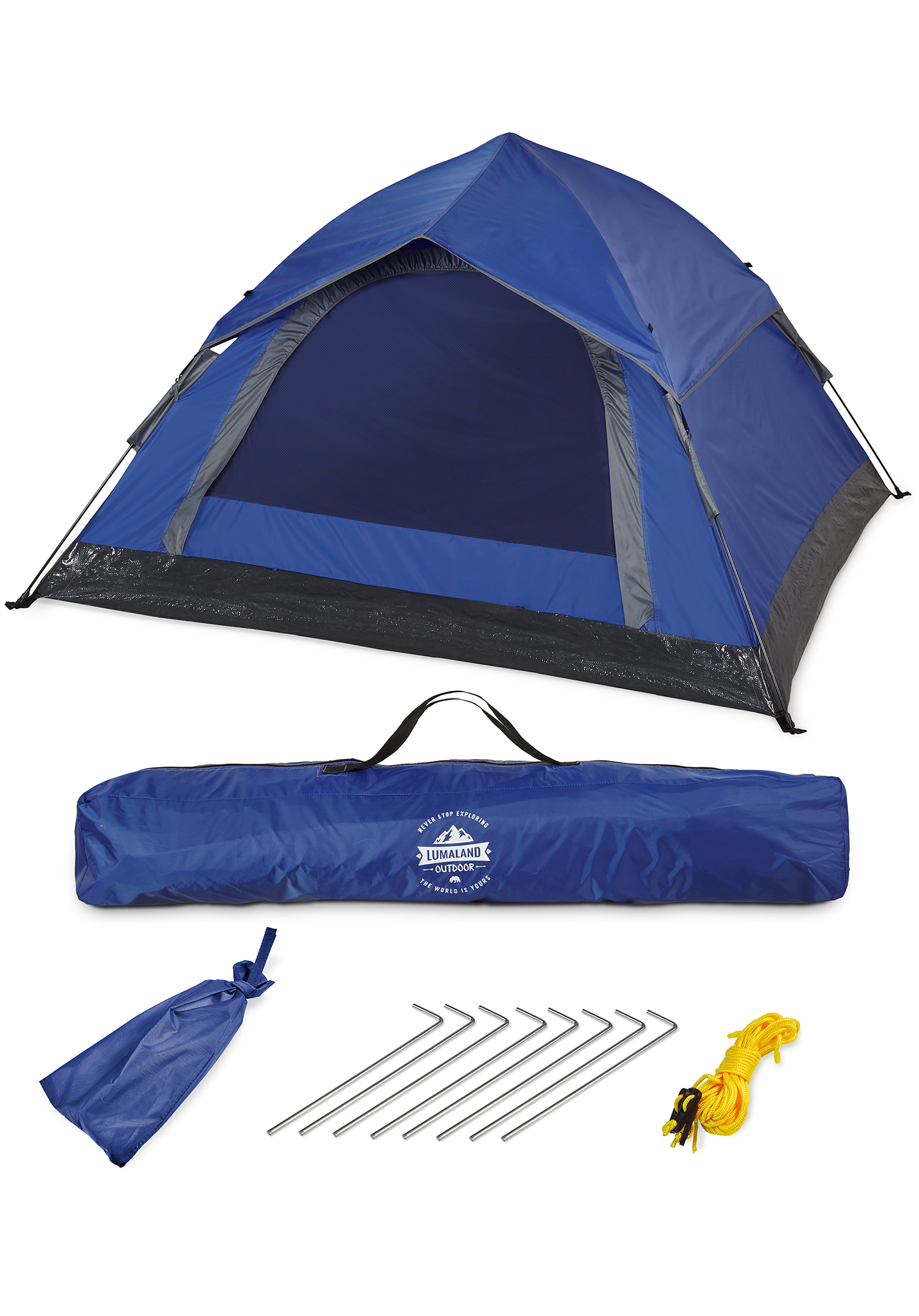 Lumaland Outdoor Pop Up Wurfzelt 3 Personen 210 x 190 x 110 cm Camping Zubehör blau One Size