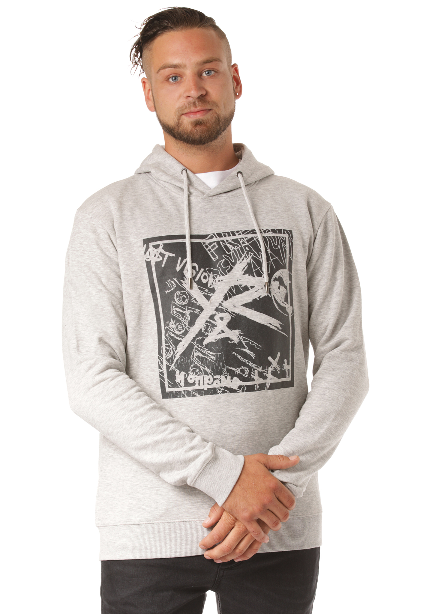 Young and Reckless Square Logo Griffon Hoodie light grey melange XXL