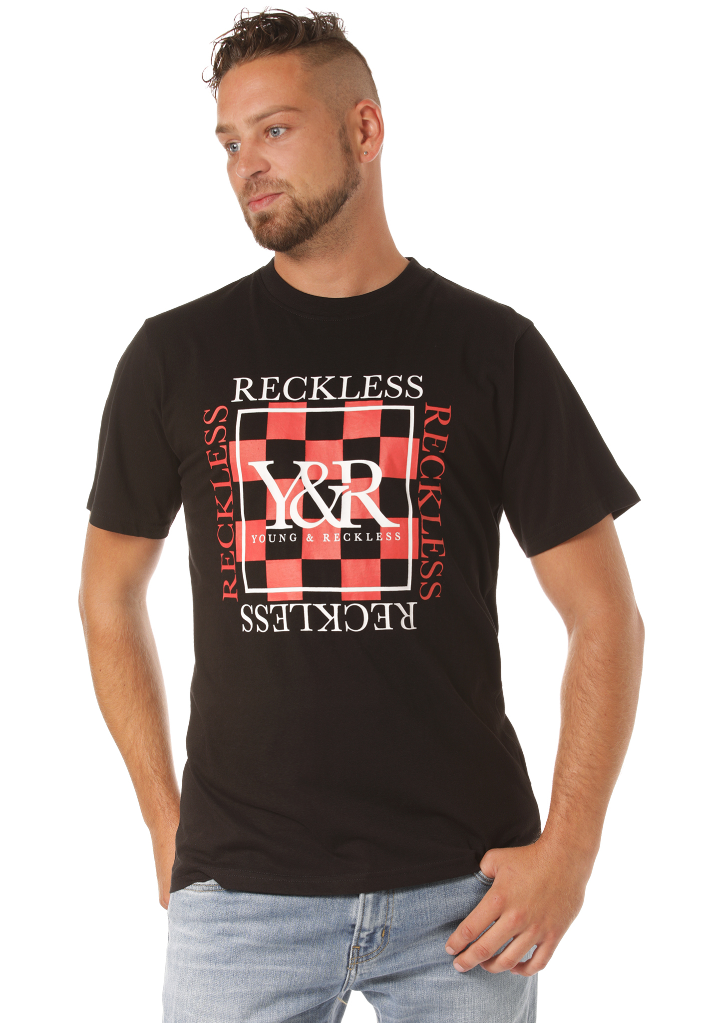 Young and Reckless Checker Block T-Shirt black XXL