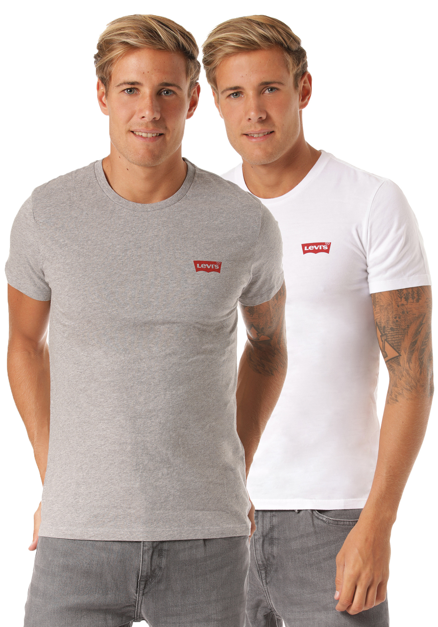 Levis 2Pk Crewneck Graphic T-Shirt white/grey XXL