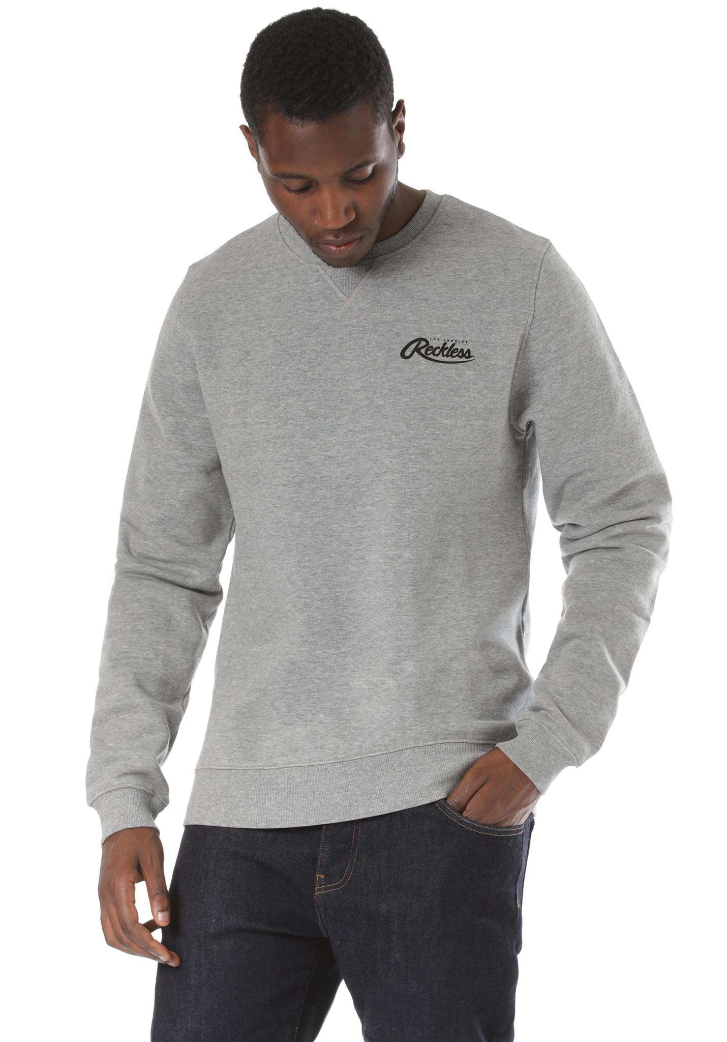 Young and Reckless Basic Crew Longsleeve grey melange XXL