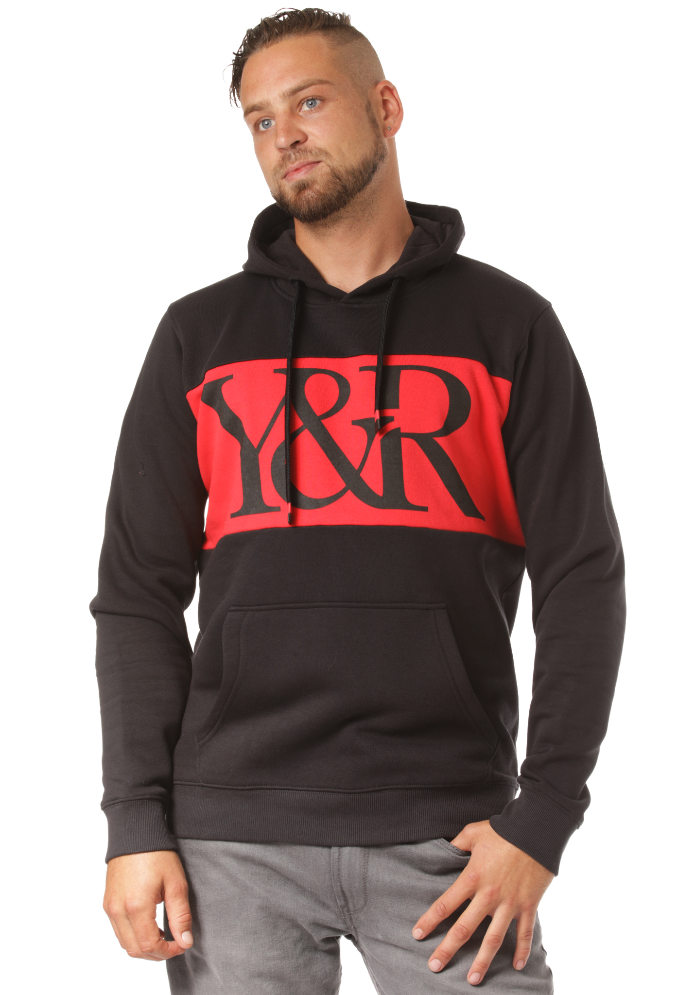 Young and Reckless Hybrid Hoodie schwarz/mohnrot M