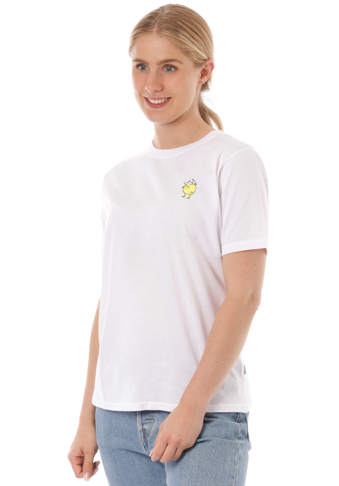 Cleptomanicx Embroidery Zitrone T-Shirt weiß S