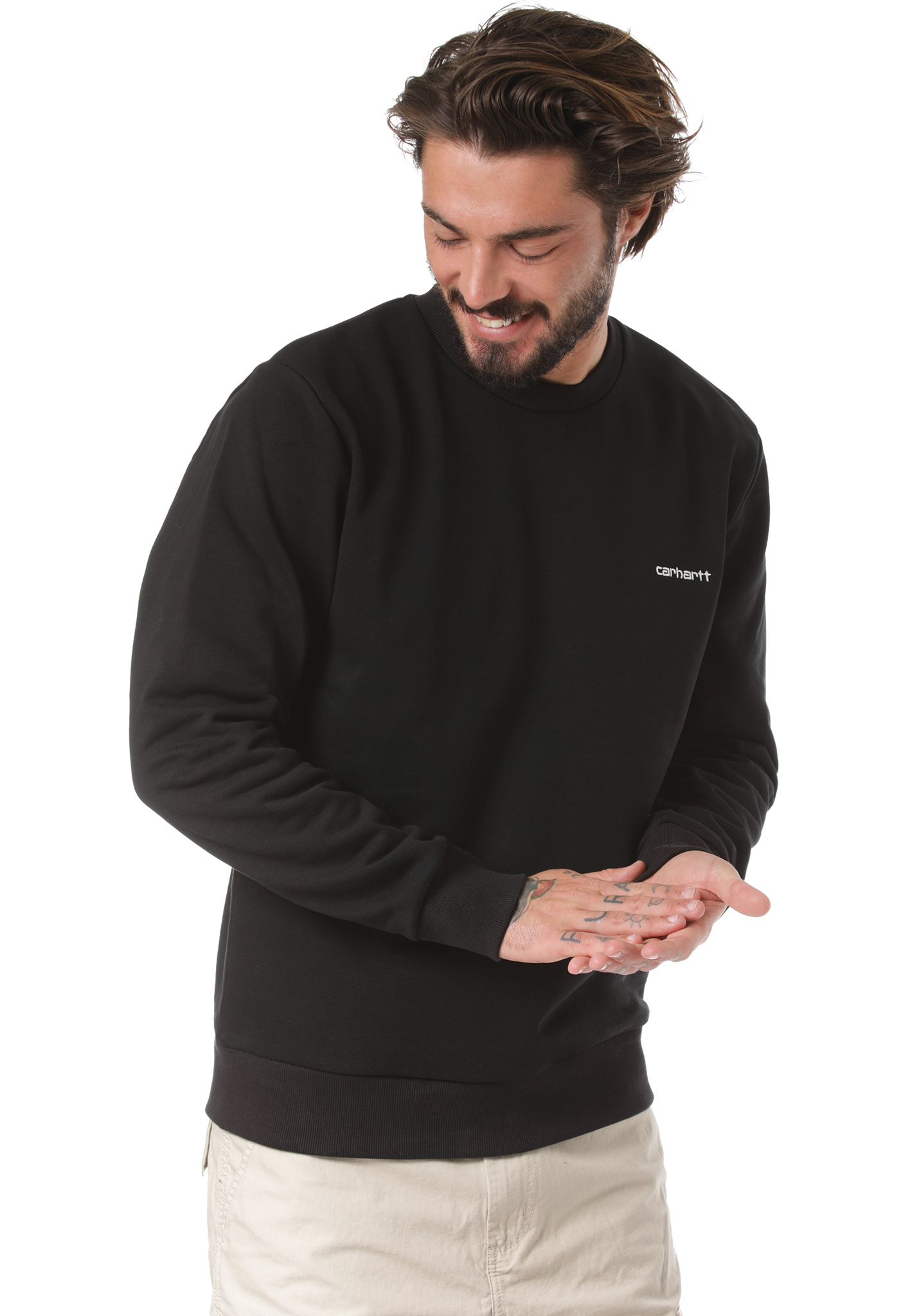 Carhartt WIP Script Embroidery Sweatshirt schwarz weiß XXL